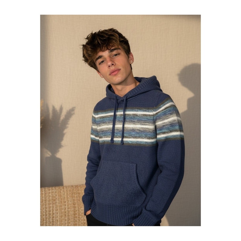 American Eagle Striped Knit Hoodie Sweater Pullover Skater Mens XS NWT